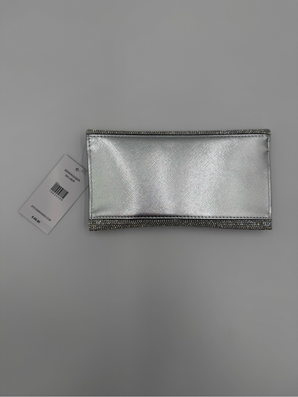 Steve Madden Silver Rhinestone Envelope Clutch Bag NWT - Picture 2 of 9